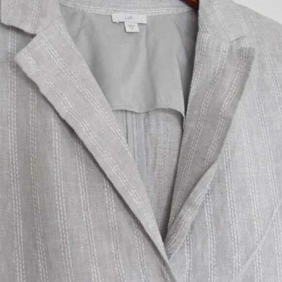 J.Jill Striped Linen Longline Blazer Jacket Two-Button Sz M - Picture 5 of 6